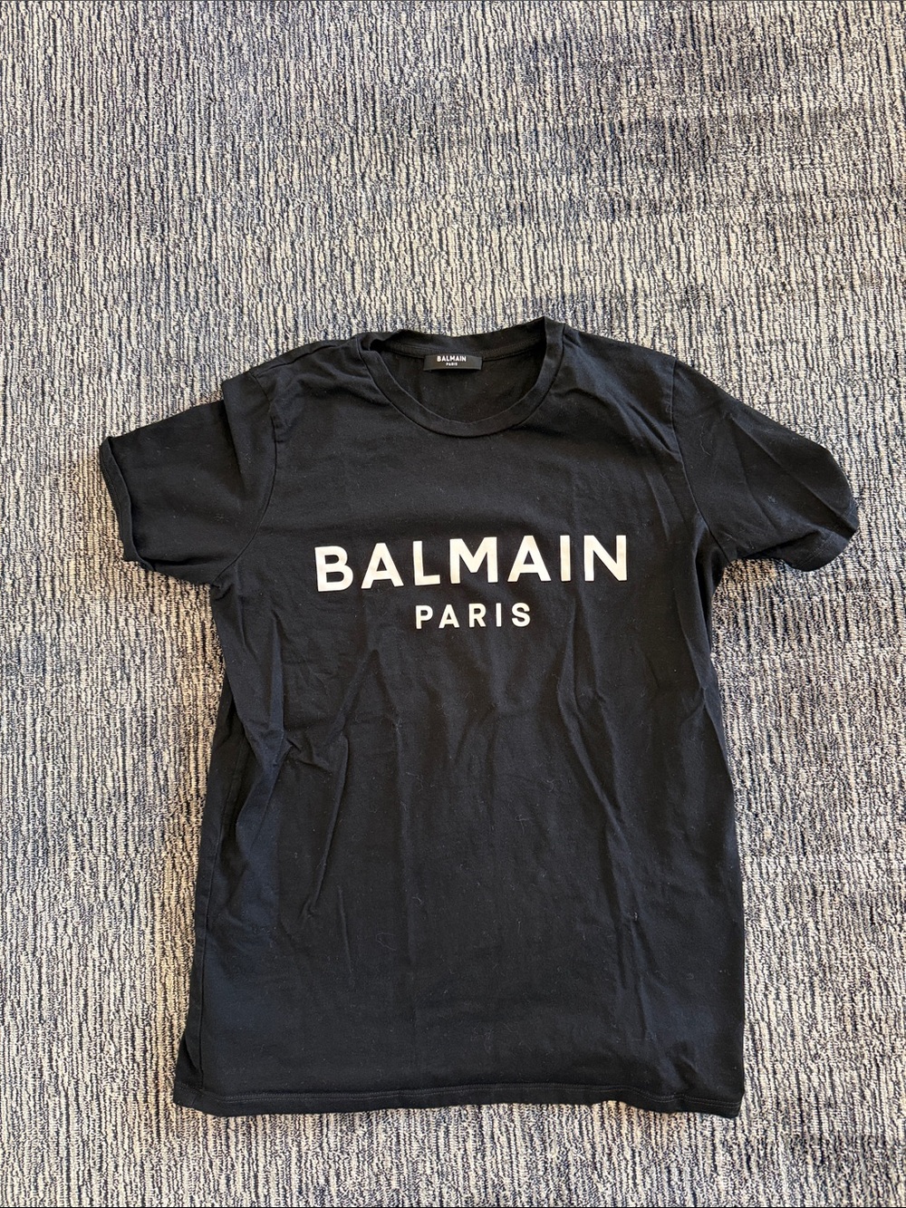 Balmain Black T-Shirt with White 'BALMAIN PARIS' Logo